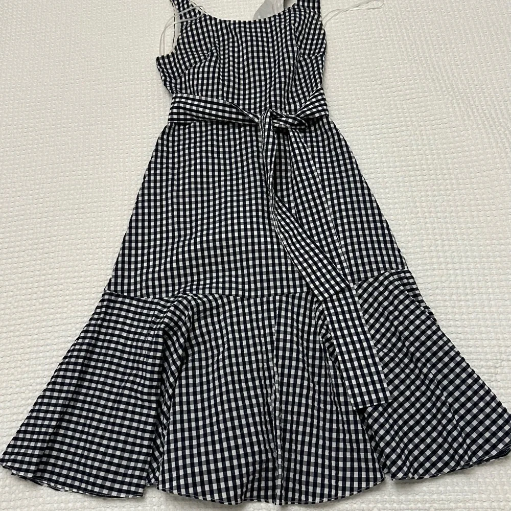 J. Crew Gingham Ruffle Hem Midi Dress Removable Belt - Picture 7 of 11